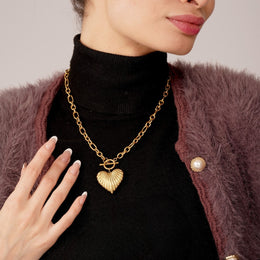 Pleated Heart Necklace