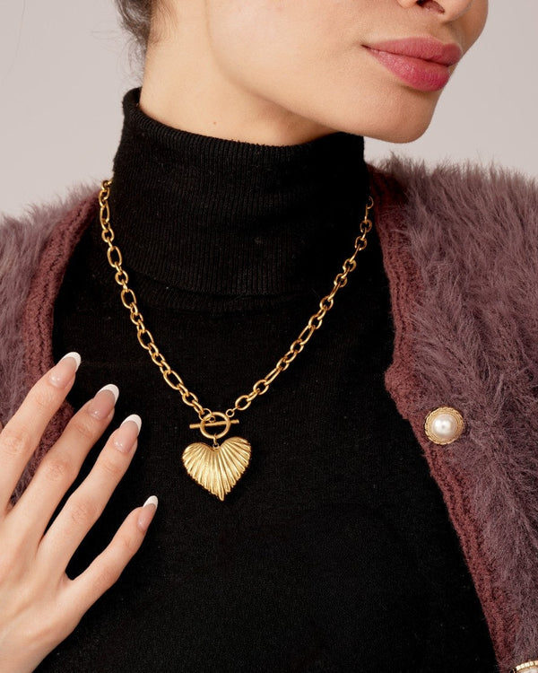 Pleated Heart Necklace