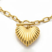 Pleated Heart Necklace