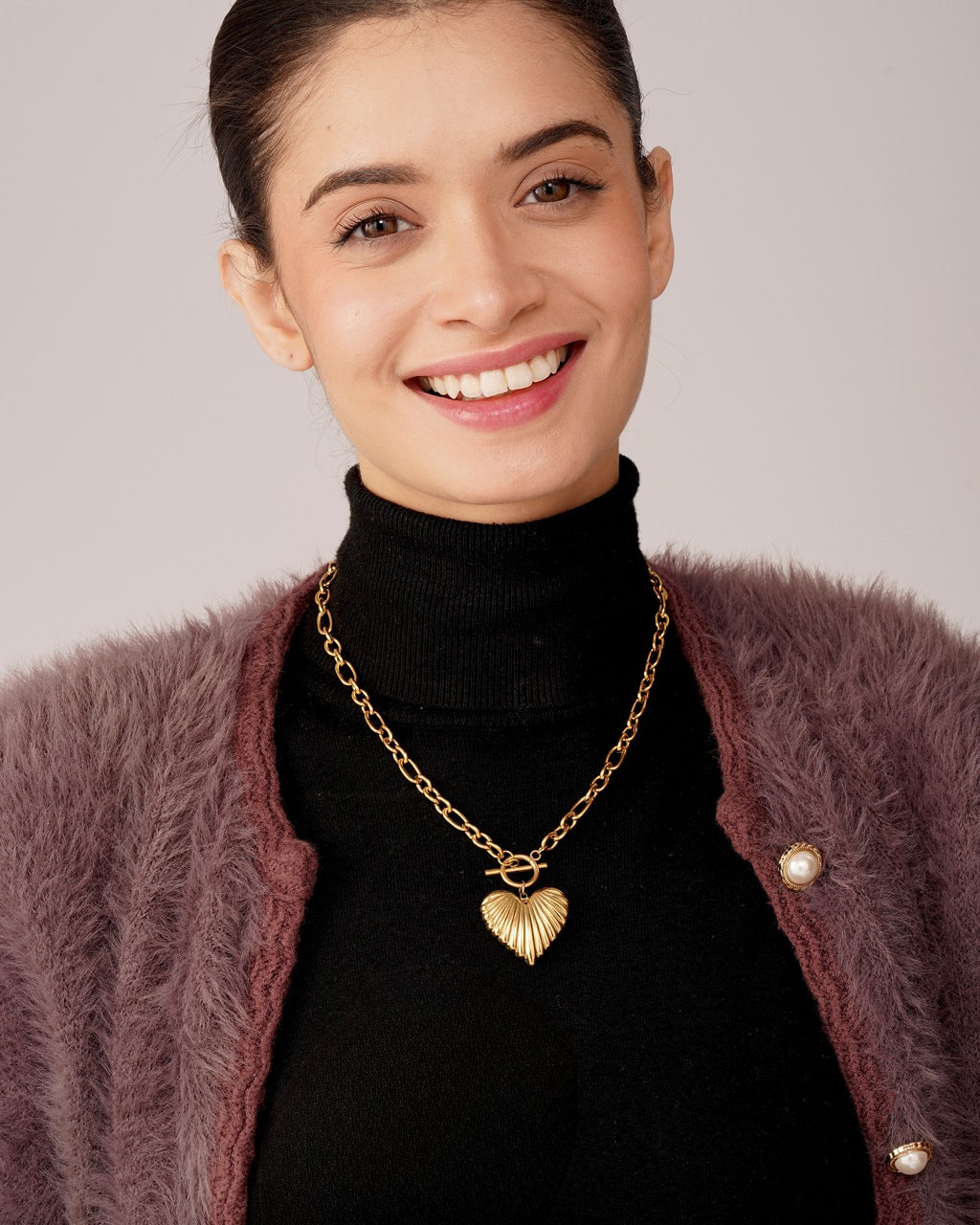 Pleated Heart Necklace
