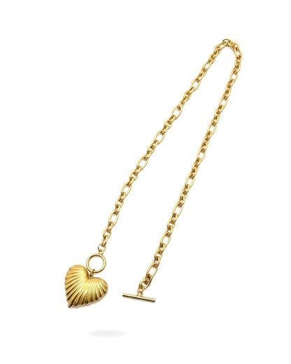 Pleated Heart Necklace