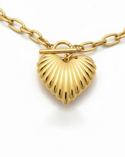 Pleated Heart Necklace