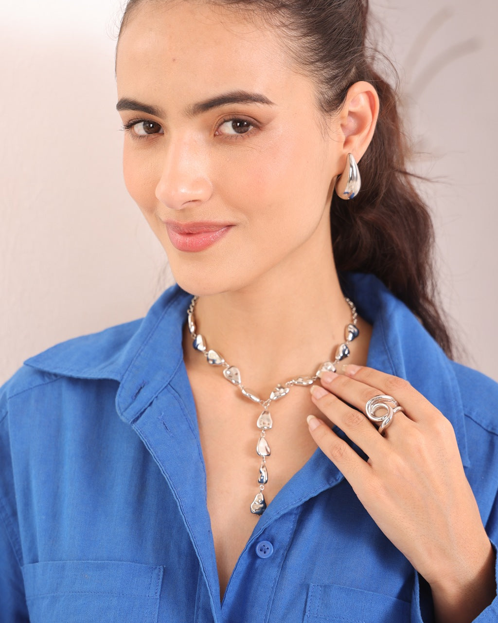 Chrome Pebble Necklace